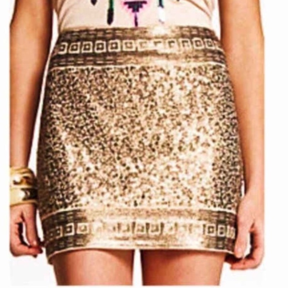 Express Gold Sequin Mini Skirt